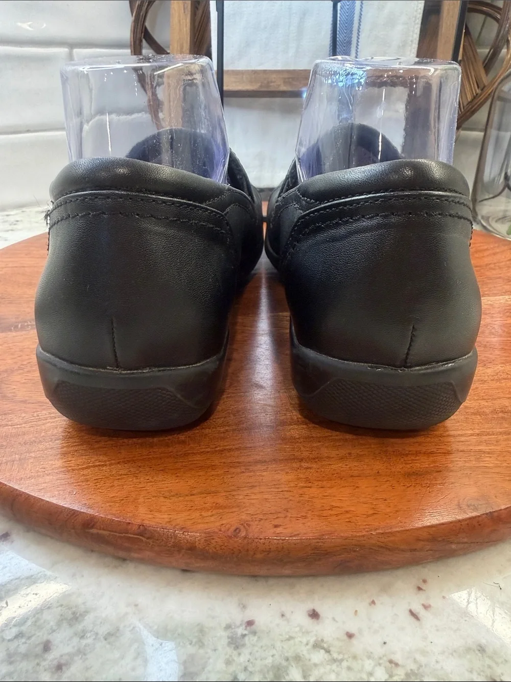 Air Supply Plus  Poppy Black Women's Leather Slip-On Shoes